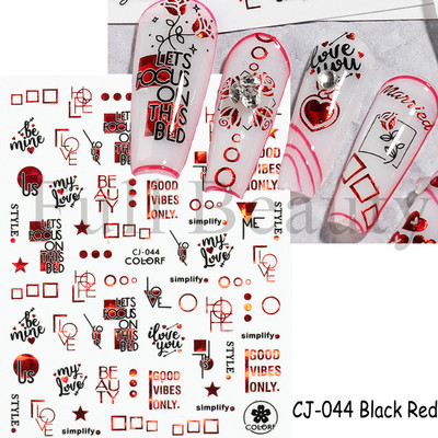 3D стикери за нокти за Свети Валентин Романтичен анимационен любовник Червена роза Целувка на булката Плъзгачи Пълна опаковка Аксесоари за нокти GLCJ037-45