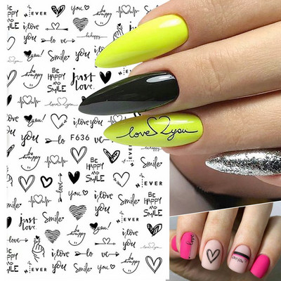 3D стикери за нокти за Свети Валентин Романтичен анимационен любовник Червена роза Целувка на булката Плъзгачи Пълна опаковка Аксесоари за нокти GLCJ037-45