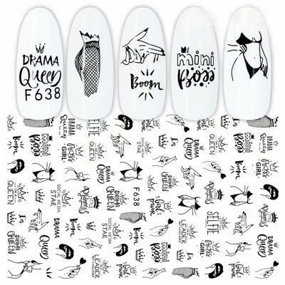 3D стикери за нокти за Свети Валентин Романтичен анимационен любовник Червена роза Целувка на булката Плъзгачи Пълна опаковка Аксесоари за нокти GLCJ037-45