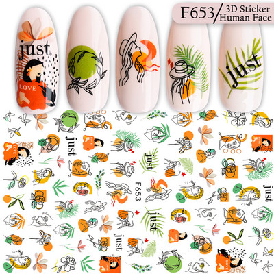 3D стикери за нокти за Свети Валентин Романтичен анимационен любовник Червена роза Целувка на булката Плъзгачи Пълна опаковка Аксесоари за нокти GLCJ037-45