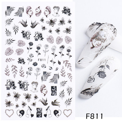 3D стикери за нокти за Свети Валентин Романтичен анимационен любовник Червена роза Целувка на булката Плъзгачи Пълна опаковка Аксесоари за нокти GLCJ037-45