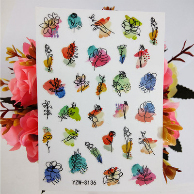 3D matricák a körmökön Geometria Hold Nap köröm matrica Pillangó Lotus csúszkák körmökhöz Manikűr Decoraciones Kiegészítők