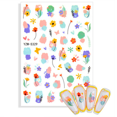 3D matricák a körmökön Geometria Hold Nap köröm matrica Pillangó Lotus csúszkák körmökhöz Manikűr Decoraciones Kiegészítők