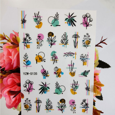 3D matricák a körmökön Geometria Hold Nap köröm matrica Pillangó Lotus csúszkák körmökhöz Manikűr Decoraciones Kiegészítők