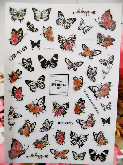 3D matricák a körmökön Geometria Hold Nap köröm matrica Pillangó Lotus csúszkák körmökhöz Manikűr Decoraciones Kiegészítők