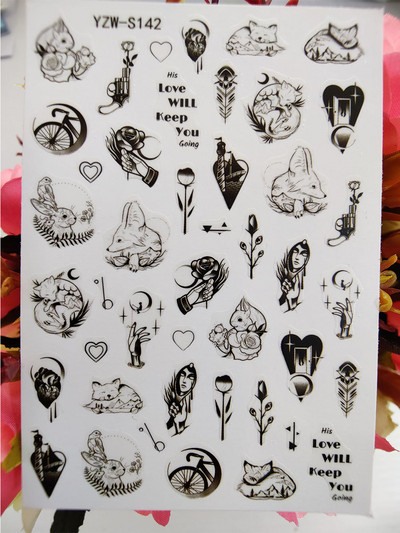 3D matricák a körmökön Geometria Hold Nap köröm matrica Pillangó Lotus csúszkák körmökhöz Manikűr Decoraciones Kiegészítők