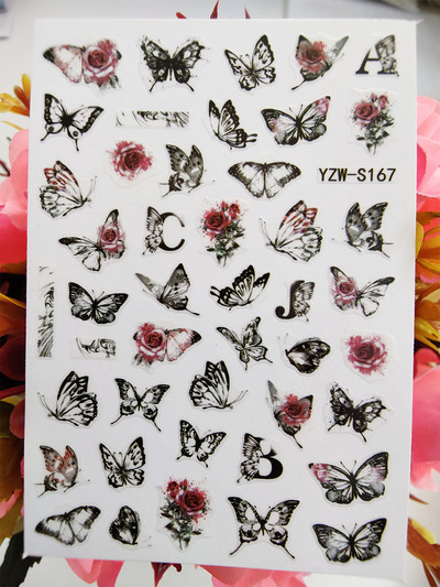 3D matricák a körmökön Geometria Hold Nap köröm matrica Pillangó Lotus csúszkák körmökhöz Manikűr Decoraciones Kiegészítők