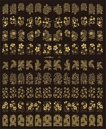 108 τμχ/φύλλο Χρυσό/Ασημί Μεταλλικό Λουλούδι Δαντέλα 3D για Νύχια 6 Χρώμα Μεταλλικό Μπρονζέ Αυτοκόλλητο Αυτοκόλλητο Νυχιών DIY (18,40cm x 21,40cm)