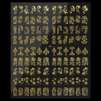 108db/lap Arany/ezüst fém virágcsipke 3D körömhöz 6 színű fém bronzosító matrica matrica DIY körömmatrica (18,40 cm x 21,40 cm)