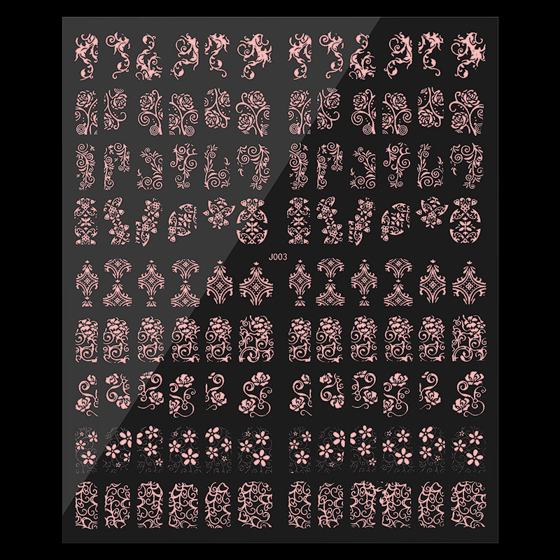 108db/lap Arany/ezüst fém virágcsipke 3D körömhöz 6 színű fém bronzosító matrica matrica DIY körömmatrica (18,40 cm x 21,40 cm)