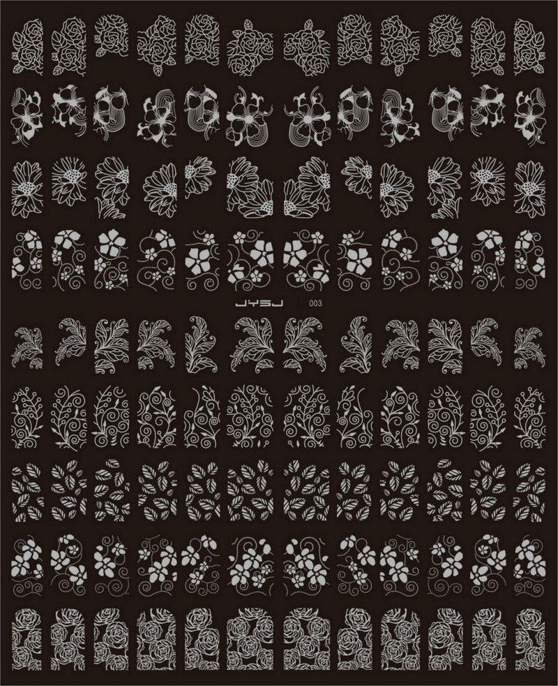 108db/lap Arany/ezüst fém virágcsipke 3D körömhöz 6 színű fém bronzosító matrica matrica DIY körömmatrica (18,40 cm x 21,40 cm)