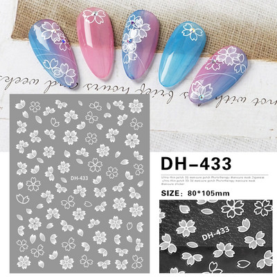 Αυτοκόλλητα νυχιών Λευκά πέταλα από άνθη κερασιού Sakura Roses Daisy Flowers Πίσω Κόλλα Αυτοκόλλητα νυχιών Διακόσμηση για Συμβουλές νυχιών Beauty
