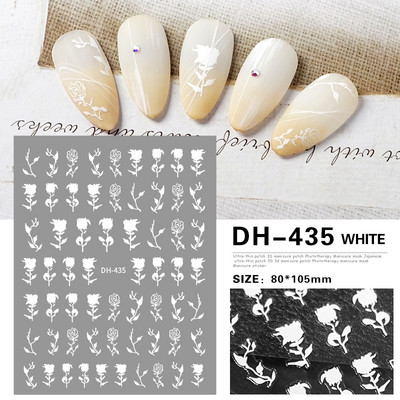 Αυτοκόλλητα νυχιών Λευκά πέταλα από άνθη κερασιού Sakura Roses Daisy Flowers Πίσω Κόλλα Αυτοκόλλητα νυχιών Διακόσμηση για Συμβουλές νυχιών Beauty