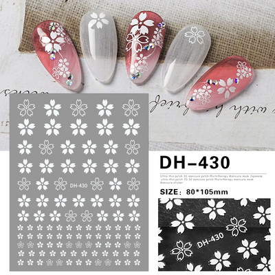 Αυτοκόλλητα νυχιών Λευκά πέταλα από άνθη κερασιού Sakura Roses Daisy Flowers Πίσω Κόλλα Αυτοκόλλητα νυχιών Διακόσμηση για Συμβουλές νυχιών Beauty
