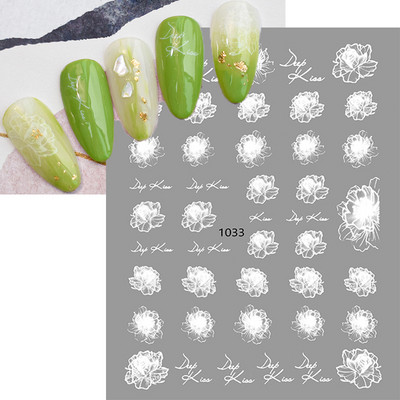 Αυτοκόλλητα νυχιών Λευκά πέταλα από άνθη κερασιού Sakura Roses Daisy Flowers Πίσω Κόλλα Αυτοκόλλητα νυχιών Διακόσμηση για Συμβουλές νυχιών Beauty