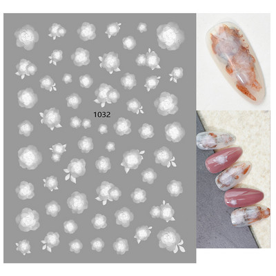 Αυτοκόλλητα νυχιών Λευκά πέταλα από άνθη κερασιού Sakura Roses Daisy Flowers Πίσω Κόλλα Αυτοκόλλητα νυχιών Διακόσμηση για Συμβουλές νυχιών Beauty