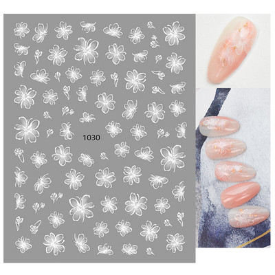 Αυτοκόλλητα νυχιών Λευκά πέταλα από άνθη κερασιού Sakura Roses Daisy Flowers Πίσω Κόλλα Αυτοκόλλητα νυχιών Διακόσμηση για Συμβουλές νυχιών Beauty