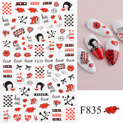 Τρισδιάστατο αυτοκόλλητο για την Ημέρα του Αγίου Βαλεντίνου Χαριτωμένο κορίτσι εραστής επιστολή με συρόμενα αυτοκόλλητα καρτούν Αυτοκόλλητα με πλήρη περιτύλιξη Αξεσουάρ τέχνης νυχιών TRF106