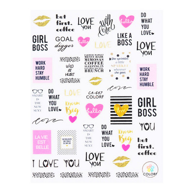 Τρισδιάστατο αυτοκόλλητο για την Ημέρα του Αγίου Βαλεντίνου Χαριτωμένο κορίτσι εραστής επιστολή με συρόμενα αυτοκόλλητα καρτούν Αυτοκόλλητα με πλήρη περιτύλιξη Αξεσουάρ τέχνης νυχιών TRF106