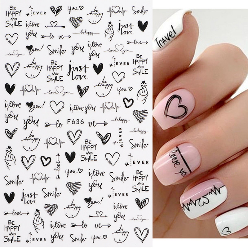 Τρισδιάστατο αυτοκόλλητο για την Ημέρα του Αγίου Βαλεντίνου Χαριτωμένο κορίτσι εραστής επιστολή με συρόμενα αυτοκόλλητα καρτούν Αυτοκόλλητα με πλήρη περιτύλιξη Αξεσουάρ τέχνης νυχιών TRF106