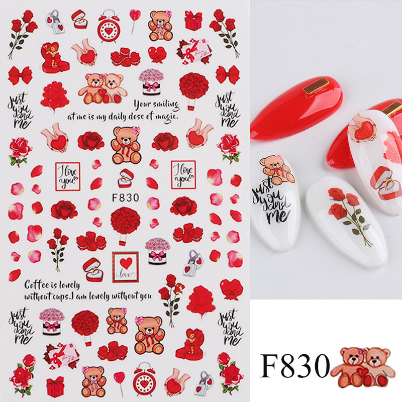 Τρισδιάστατο αυτοκόλλητο για την Ημέρα του Αγίου Βαλεντίνου Χαριτωμένο κορίτσι εραστής επιστολή με συρόμενα αυτοκόλλητα καρτούν Αυτοκόλλητα με πλήρη περιτύλιξη Αξεσουάρ τέχνης νυχιών TRF106