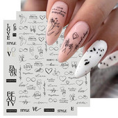 Σειρά για την Ημέρα του Αγίου Βαλεντίνου 3D αυτοκόλλητα νυχιών τέχνης Μαύρο Love Heart Slider Κόκκινο χρυσό Ρομαντικά χαλκομανίες Αξεσουάρ νυχιών Μανικιούρ