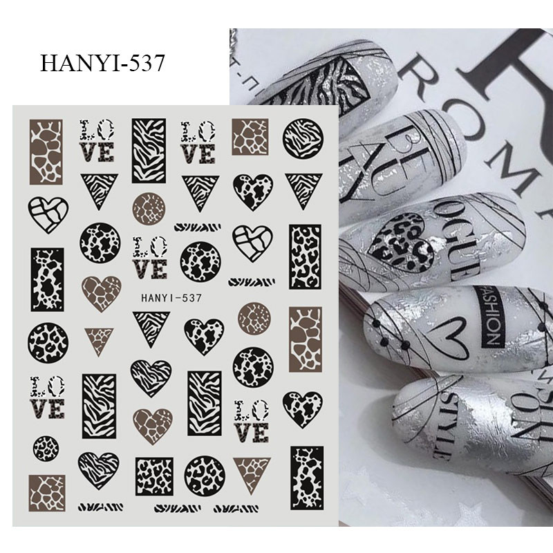 Σειρά για την Ημέρα του Αγίου Βαλεντίνου 3D αυτοκόλλητα νυχιών τέχνης Μαύρο Love Heart Slider Κόκκινο χρυσό Ρομαντικά χαλκομανίες Αξεσουάρ νυχιών Μανικιούρ