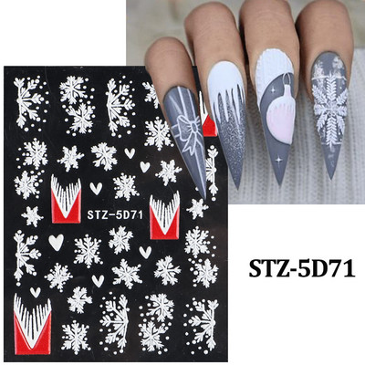 Χαριτωμένο μελόψωμο Man Polar Bear 5D ανάγλυφο αυτοκόλλητο νυχιών Decal Λευκή νιφάδα χιονιού Χριστουγεννιάτικο ντεκόρ Χειμερινό χαραγμένο ρυθμιστικό PPSTZ-5D63