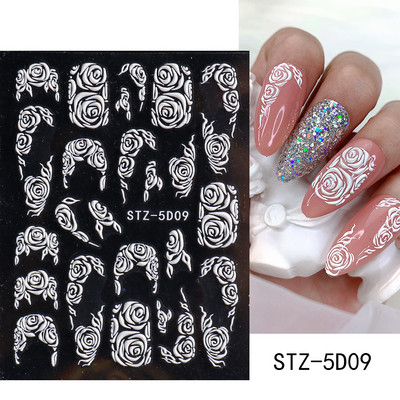 Χαριτωμένο μελόψωμο Man Polar Bear 5D ανάγλυφο αυτοκόλλητο νυχιών Decal Λευκή νιφάδα χιονιού Χριστουγεννιάτικο ντεκόρ Χειμερινό χαραγμένο ρυθμιστικό PPSTZ-5D63