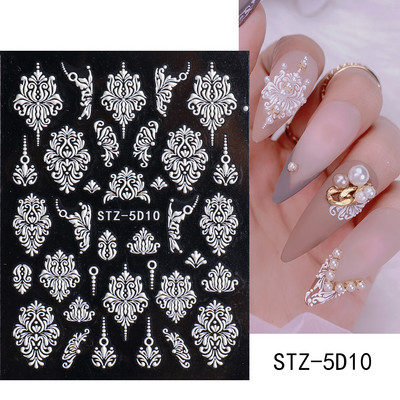 Χαριτωμένο μελόψωμο Man Polar Bear 5D ανάγλυφο αυτοκόλλητο νυχιών Decal Λευκή νιφάδα χιονιού Χριστουγεννιάτικο ντεκόρ Χειμερινό χαραγμένο ρυθμιστικό PPSTZ-5D63