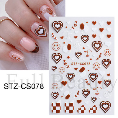 Χαριτωμένο μελόψωμο Man Polar Bear 5D ανάγλυφο αυτοκόλλητο νυχιών Decal Λευκή νιφάδα χιονιού Χριστουγεννιάτικο ντεκόρ Χειμερινό χαραγμένο ρυθμιστικό PPSTZ-5D63