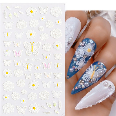 Χαριτωμένο μελόψωμο Man Polar Bear 5D ανάγλυφο αυτοκόλλητο νυχιών Decal Λευκή νιφάδα χιονιού Χριστουγεννιάτικο ντεκόρ Χειμερινό χαραγμένο ρυθμιστικό PPSTZ-5D63