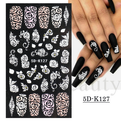 Χαριτωμένο μελόψωμο Man Polar Bear 5D ανάγλυφο αυτοκόλλητο νυχιών Decal Λευκή νιφάδα χιονιού Χριστουγεννιάτικο ντεκόρ Χειμερινό χαραγμένο ρυθμιστικό PPSTZ-5D63