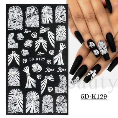 Χαριτωμένο μελόψωμο Man Polar Bear 5D ανάγλυφο αυτοκόλλητο νυχιών Decal Λευκή νιφάδα χιονιού Χριστουγεννιάτικο ντεκόρ Χειμερινό χαραγμένο ρυθμιστικό PPSTZ-5D63