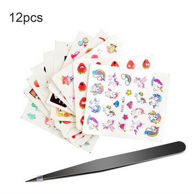 1 pintset +12 küünekleebis vesi lill liblikas kleebised kleebised palju küünte tätoveering DIY täisliigur maniküüri kaunistused
