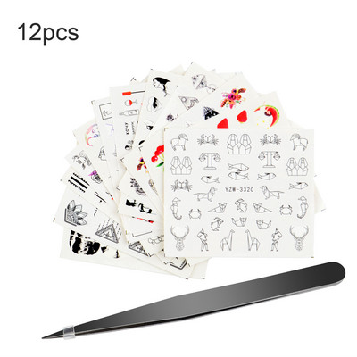 1 pintset +12 küünekleebis vesi lill liblikas kleebised kleebised palju küünte tätoveering DIY täisliigur maniküüri kaunistused