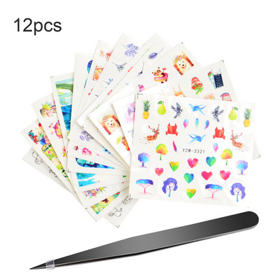 1 pintset +12 küünekleebis vesi lill liblikas kleebised kleebised palju küünte tätoveering DIY täisliigur maniküüri kaunistused