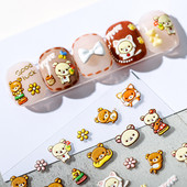 Aranyos medve körömdíszítő matricák 5D dombornyomott anime körömmatricák körömragasztó transzfer csúszka DIY körömdíszítés manikűr