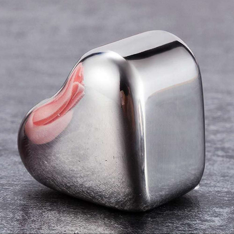 Rozsdamentes acél jégkockák csíptetővel, szív alakú, hűsítő kövek Italok jégkövek hűtő Whiskey borozóhoz Konyhai kellékek