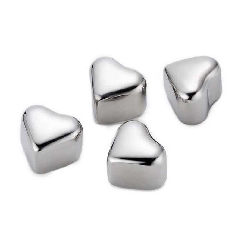 Rozsdamentes acél jégkockák csíptetővel, szív alakú, hűsítő kövek Italok jégkövek hűtő Whiskey borozóhoz Konyhai kellékek