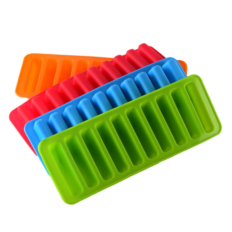 Lumea siliconului Cilindru în formă de deget cu 10 găuri Formă pentru cuburi de gheață din silicon pentru brioșe pentru prăjituri înghețată, ciocolată