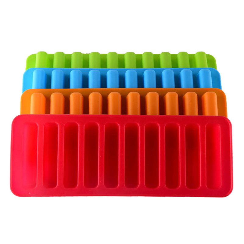 Lumea siliconului Cilindru în formă de deget cu 10 găuri Formă pentru cuburi de gheață din silicon pentru brioșe pentru prăjituri înghețată, ciocolată