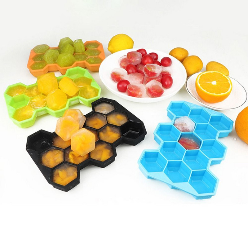 Нова форма на пчелна пита с подвижни капаци Многократна форма за кубчета лед Тава за кубчета лед Силиконова форма за правене на лед