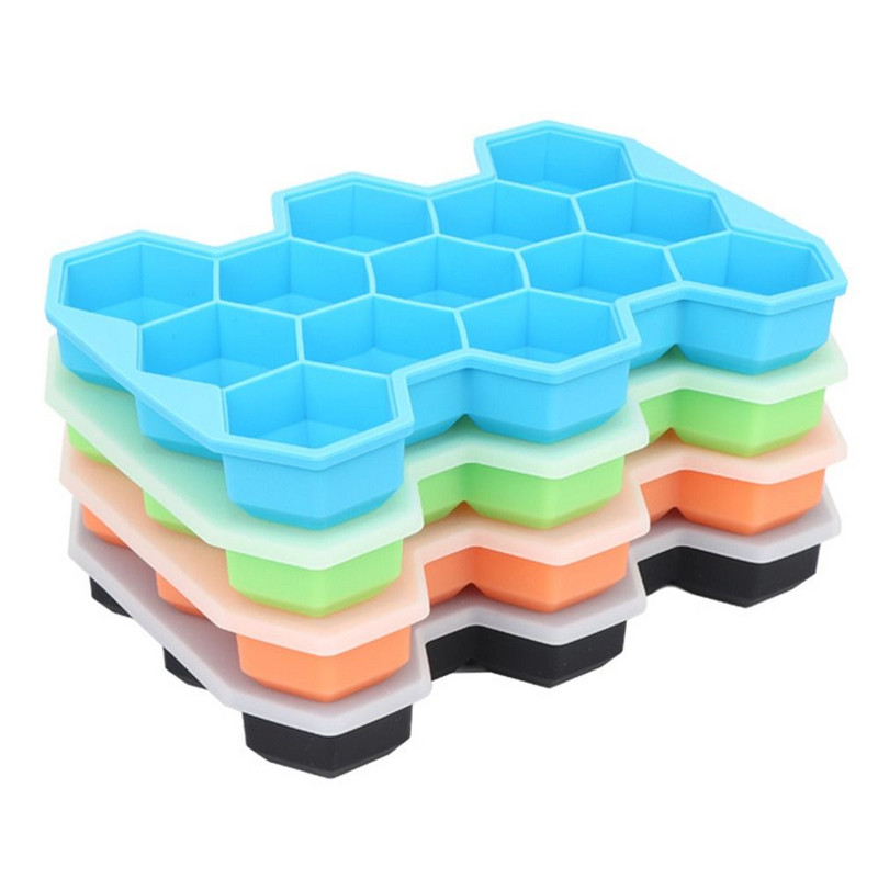 Нова форма на пчелна пита с подвижни капаци Многократна форма за кубчета лед Тава за кубчета лед Силиконова форма за правене на лед