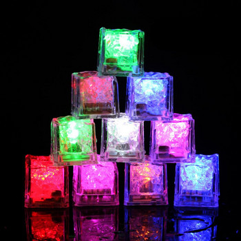 Сватбена украса 3 бр. LED кубчета лед Светеща парти топка Светкавица Светеща неонова фестивална коледна бар Консумативи за чаши за вино