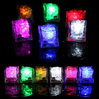 Сватбена украса 3 бр. LED кубчета лед Светеща парти топка Светкавица Светеща неонова фестивална коледна бар Консумативи за чаши за вино