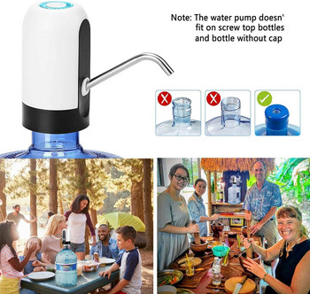 Преносима помпа за бутилки за вода Универсален електрически диспенсър за бутилки за вода с превключвател и USB зареждане, за къмпинг кухня