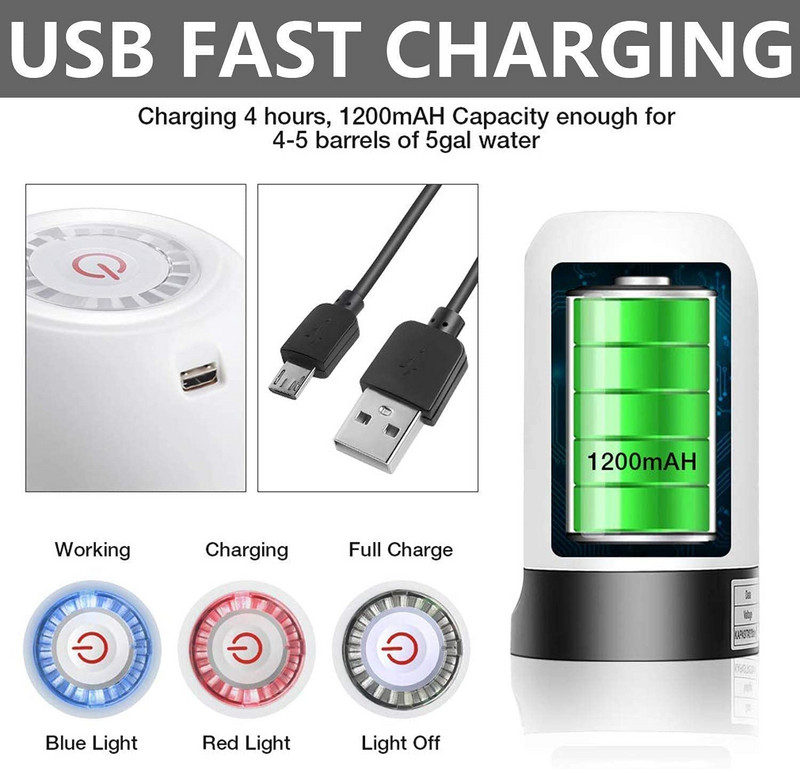 Kaasaskantav veepudelipump Universaalne pudeli elektriline veeautomaat koos lüliti ja USB-laadimisega, matkaköögi jaoks