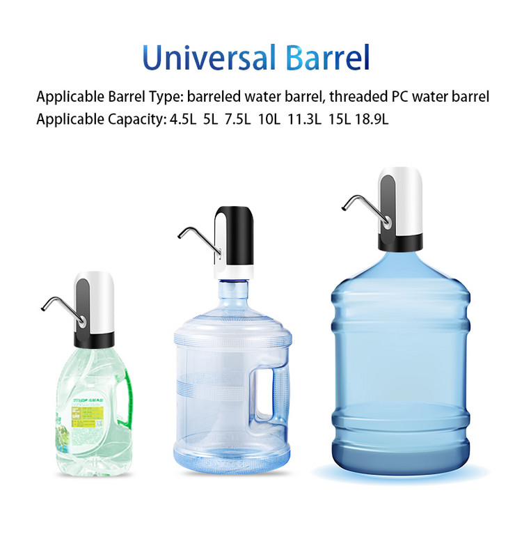 USB-laetav elektriline veejaoturi pump Automaatne veepudelipump veepump ühe klõpsuga automaatse lülitiga joogipumba jaotur