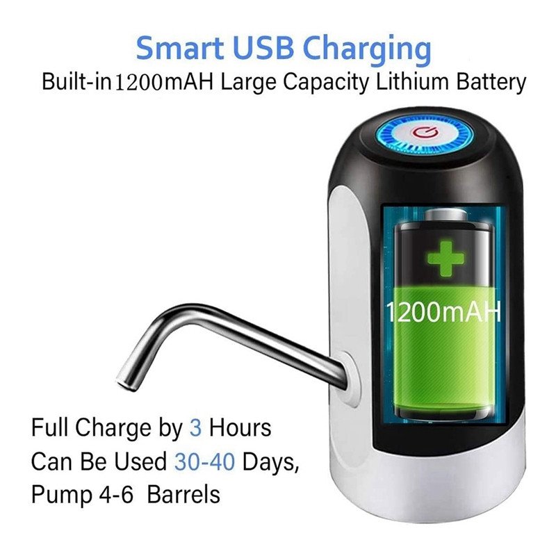 Veepudeli jaotur veepudeli pump USB laadimine automaatne joogiveepump kaasaskantav elektriline veeautomaat